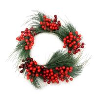 WIENIEC ŚWIĄTECZNY Z JARZĘBINĄ STROIK 40cm GIRLANDA Z OZDOBAMI