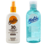 Malibu SPF30 Wodoodporny Spray 200ml + Żel Po Opalaniu 100ml