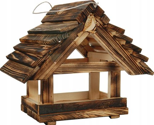 DUŻY Karmnik dla ptaków DREWNIANY XXL Opalany na Arena.pl