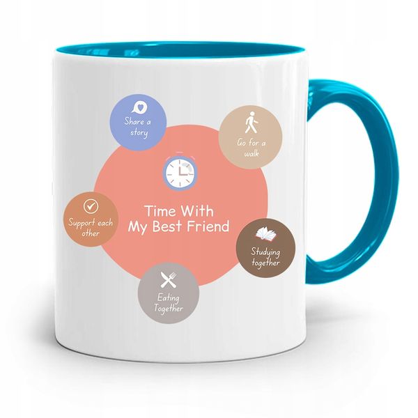 Kubek Błękitny Dla Przyjaciel Czas Z Przyjacielem Z Nadrukiem Ze Zdjęciem zdjęcie 1