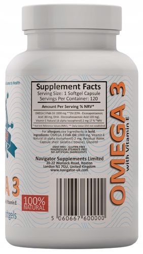 OMEGA 3 120kaps EPA 120mg DHA 180mg + WITAMINA E na Arena.pl