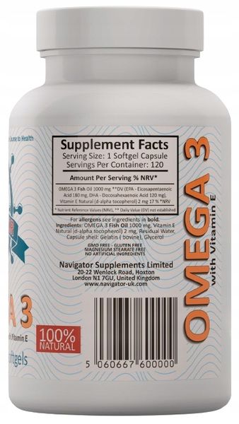 OMEGA 3 120kaps EPA 120mg DHA 180mg + WITAMINA E zdjęcie 3