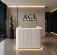 Recepcja glamour biało-złota ryflowana z podświetleniem LED 120 cm