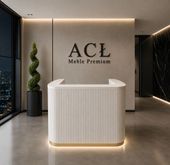 Recepcja glamour biało-złota ryflowana z podświetleniem LED 120 cm