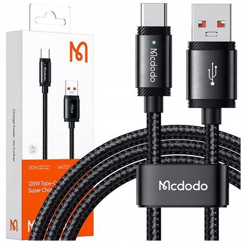 MCDODO KABEL USB-C SZYBKIE ŁADOWANIE DO SAMSUNG XIAOMI TYP C 6A 120W 2M LED na Arena.pl