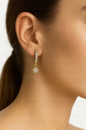 Srebrne kolczyki wiszące dla dziewczynki gwiazdki kółka srebro pozłacane na Arena.pl