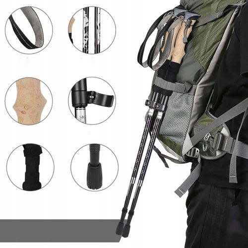 KIJE TREKKINGOWE SKŁADANE KIJKI W GÓRY DO TURYSTYCZNE REGULOWANE ALUMINIOWE na Arena.pl