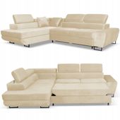 Narożnik rogówka rozkładany f spania Bosso lewy Family meble beżowy welur