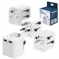 Adapter zasilania Gembird gniazdo EU - wtyk World z ładowarką 2x USB-A, 12W