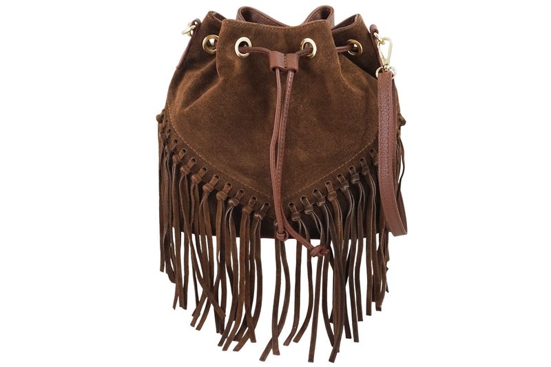 Torebka skórzana boho style - Brązowa zdjęcie 1