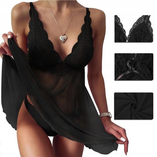 SEKSOWNA KOSZULKA NOCNA DAMSKA BIELIZNA HALKA PIŻAMA STRINGI WALENTYNKI na Arena.pl