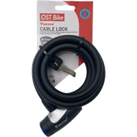 Zapięcie rowerowe spirala linka 12x1800mm czarne Tonyon TY547 12x1800