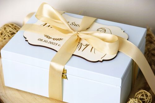 Pamiątka Chrztu Świętego Prezent na Chrzest z Grawerem BŁĘKITNE na Arena.pl