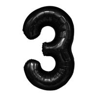 Balon foliowy cyfra 3 czarna,  100 cm