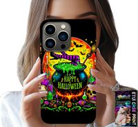 ETUI DO IPHONE 14 PRO - WIEDŹMA KOCIOŁEK RÓŻDŻKA HALLOWEEN SZKŁO