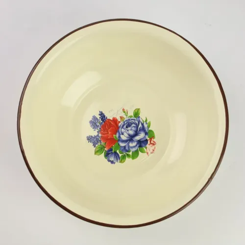 MISKA EMALIOWANA MISA 22 CM NA ZUPĘ OWOCE WARZYWA WZÓR KWIATY na Arena.pl