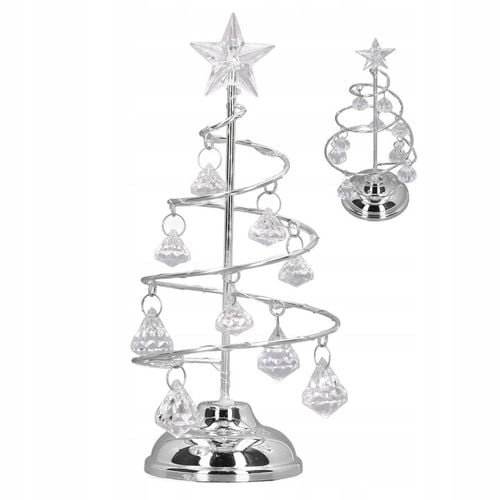 SREBRNA CHOINKA KRYSZTAŁOWA LED LAMPKA OZDOBA na Arena.pl