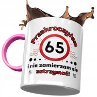 Kubek Różowy Na Urodziny 65 65Te 65-Te Prezent Z Nadrukiem Ze Zdjęciem