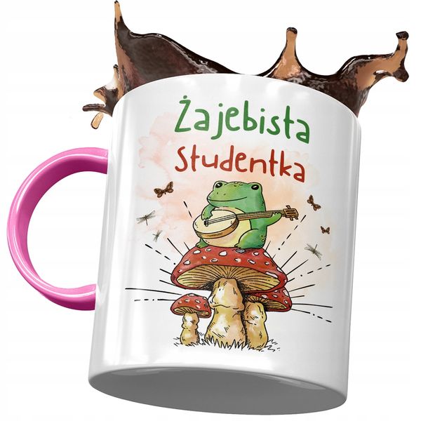 Kubek Różowy Dla Studentki Żajebista Studentka Z Nadrukiem Ze Zdjęciem zdjęcie 1