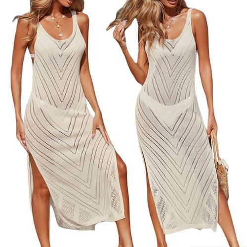 LETNIA TUNIKA NA PLAŻĘ DŁUGA SUKIENKA DAMSKA PLAŻOWA MAXI KOBIECA NARZUTKA na Arena.pl