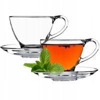 FILIŻANKI ZE SPODKIEM DO KAWY HERBATY 200ml 2szt.