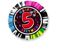Balon foliowy "Happy Birthday - z cyfrą 5", 45 cm (18 cali) [balon na hel]