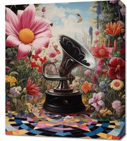 Obraz 60x70cm Gramofon w Kwiatach