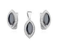 Elegancki rodowany srebrny komplet czarne cyrkonie srebro 925 Z0711K_B