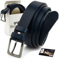 Beltimore skórzany licowy wąski pasek męski granatowy nadwymiar A80 : Kolory - granatowy, Rozmiar pasków - r.120-135 cm