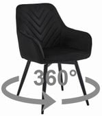 Krzesło czarne velvet NANA obrotowe  nogi czarne do salonu i biura