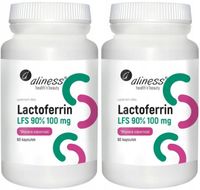 ALINESS Lactoferrin LFS 90 % 100 mg LAKTOFERYNA wchłanianie żelaza 2x60 kap