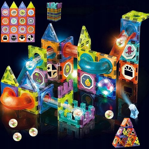 KLOCKI MAGNETYCZNE 3D Konstrukcyjne Magnetic TOR KULKOWY ŚWIECĄCY 75 el. na Arena.pl