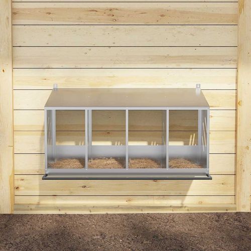 Gniazdo dla kur z 4 przegrodami, metal w kolorze srebrnym na Arena.pl