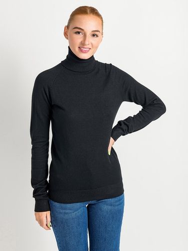 Golf Sweter Damski z Wiskozą Gładki Długi Rękaw Klasyczny Czarny L na Arena.pl