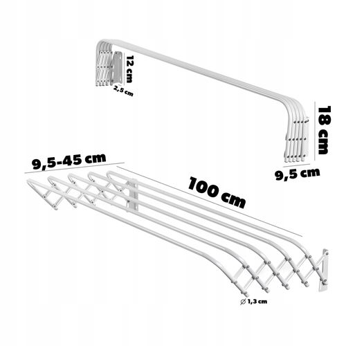 KADAX Suszarka Na Pranie Ścienna Harmonijkowa 100cm na Arena.pl