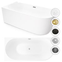 Wanna wolnostojąca przyścienna NAROŻNA PULA LEWA 170 x 80 cm biała system przelewowy