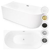 Wanna wolnostojąca przyścienna NAROŻNA PULA LEWA 170 x 80 cm biała system przelewowy