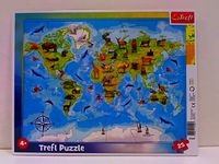 Puzzle RAMKOWE 25 Mapa świata ze zwierzętami 31340