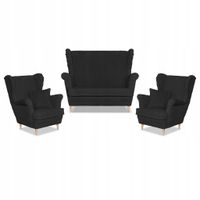 Zestaw uszak Rene Estella sofa fotele czarny sztruks