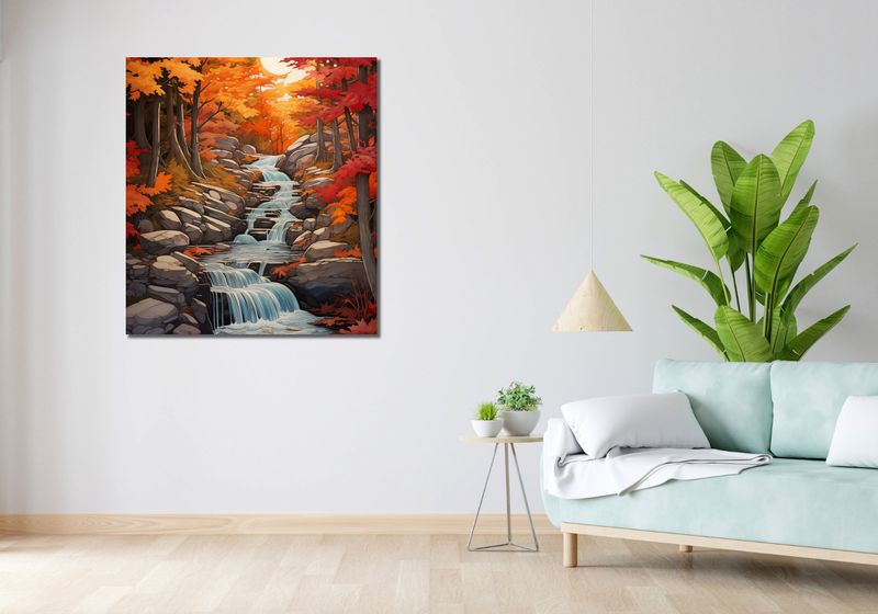 Obraz 90x100cm Jesienne Wodospady zdjęcie 2