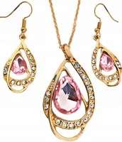 Złoty zestaw biżuterii złocone różowe krople na prezent migdały