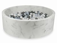 Suchy basen 130x40 marmur z piłeczkami 700szt 	(metaliczny grafit, perłowe, przezroczyste)