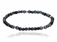 SREBRNA BRANSOLETKA NATURALNA NA ŻYŁCE OBSYDIAN KAMIEŃ ZMARTWIENIA I TROSKI