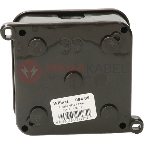 Puszka czarna nt IP44 4-wkręty pusta 064-05 ViPlast na Arena.pl