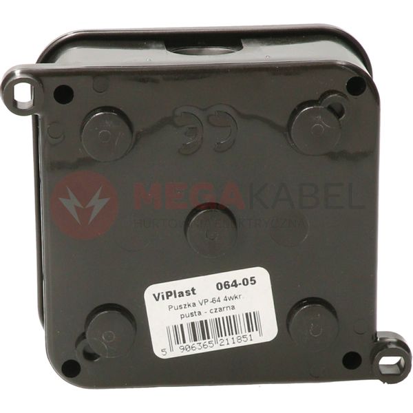 Puszka czarna nt IP44 4-wkręty pusta 064-05 ViPlast zdjęcie 4