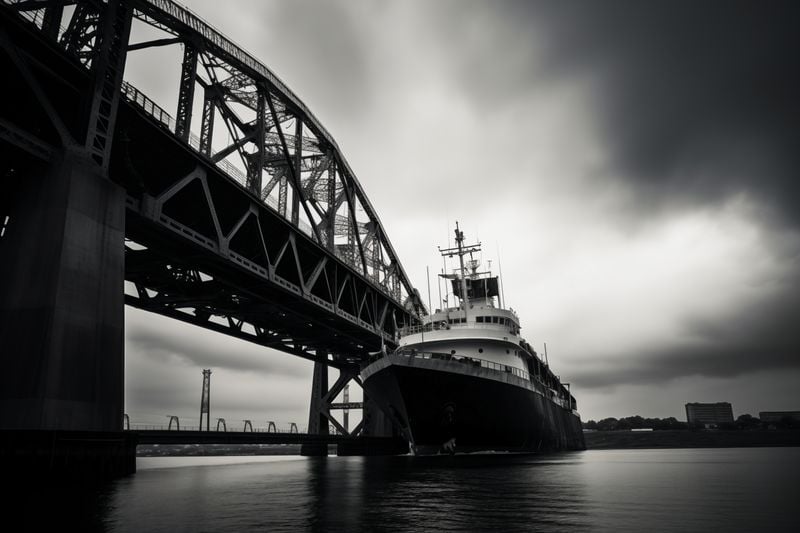 Plakat 60x40cm Statek przy Moście zdjęcie 1