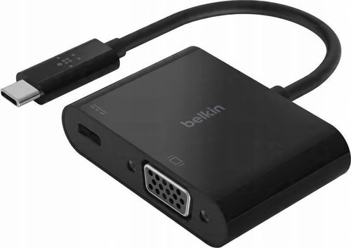 Adapter USB-C - wyjście obrazu VGA + zasilanie PD 60W Belkin AVC001BTBK na Arena.pl