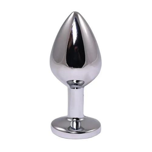 silver medium butt plug with red diamond na Arena.pl