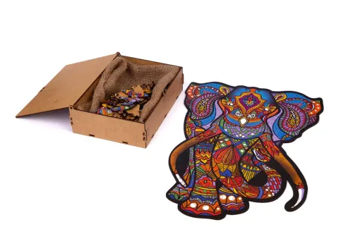 Puzzle drewniane 132 elementy. Słoń Indyjski na Arena.pl