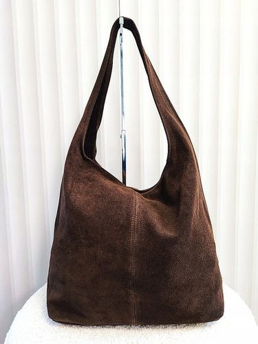 Laura Biaggi torebka shopper worek skóra naturalna zamszowa brązowa na Arena.pl